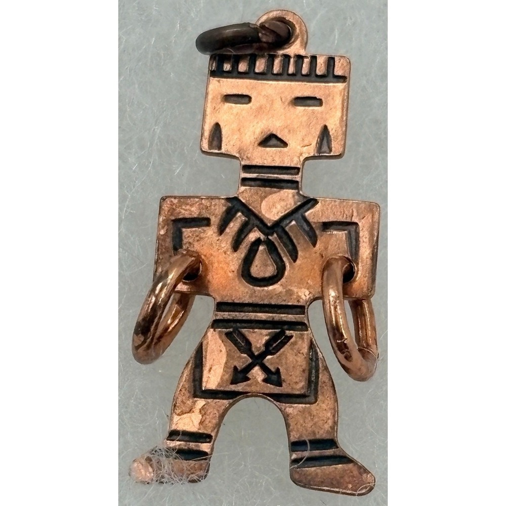 Vintage Copper Southwestern Tribal Figure Charm Pendant – Native-Style Design - Picture 2 of 3